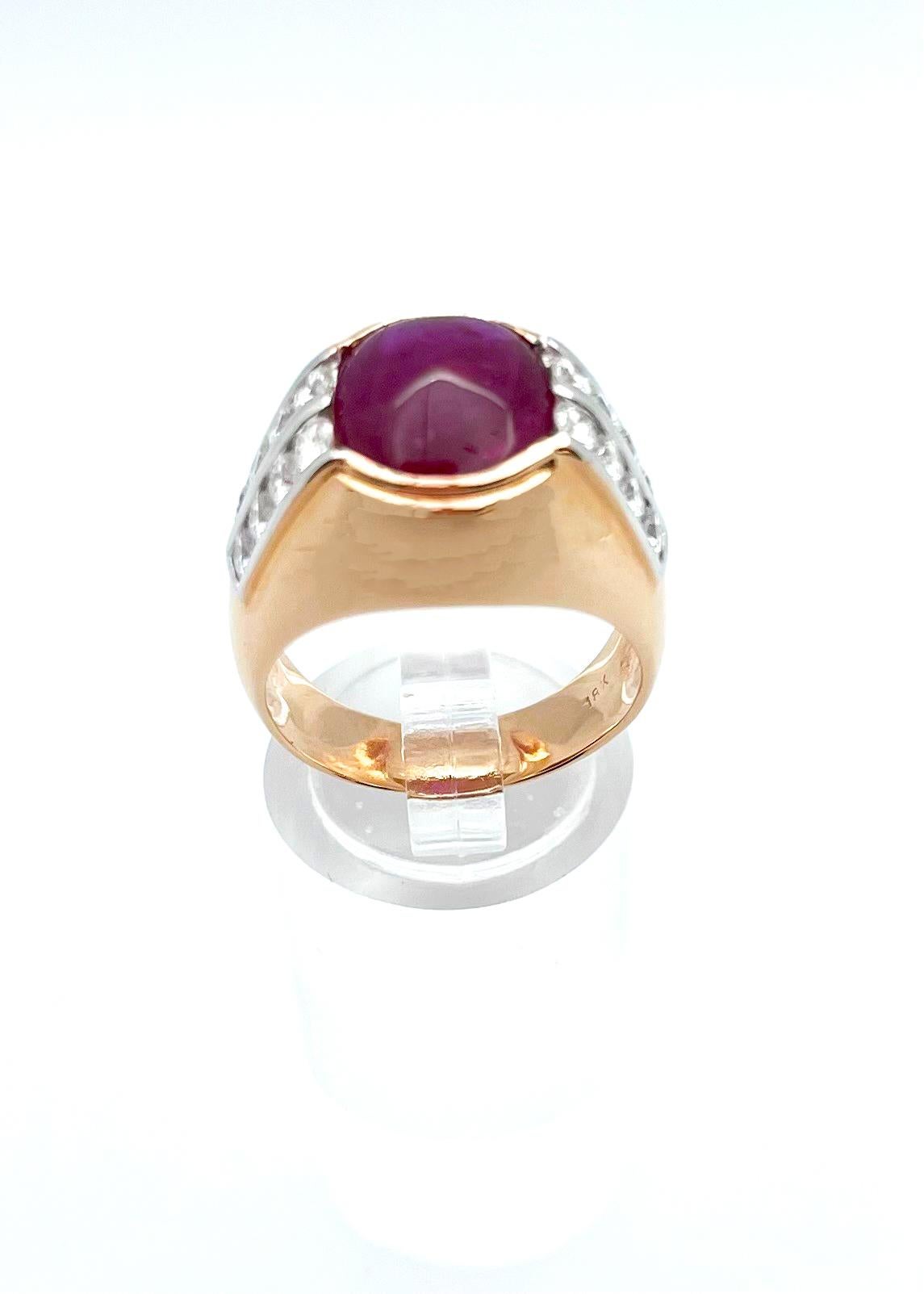 Anillo de Rubí con Diamante engastado en Oro Rosa de 18K en venta 11