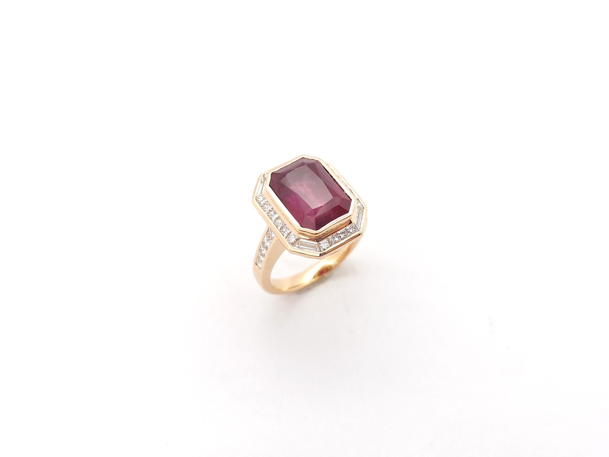 Ruby with Diamond Ring set in 18K Rose Gold Settings For Sale 13