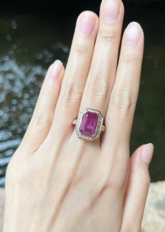 Ruby with Diamond Ring set in 18K Rose Gold Settings