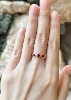 Ruby with Diamond Ring set in 18K Rose Gold Settings