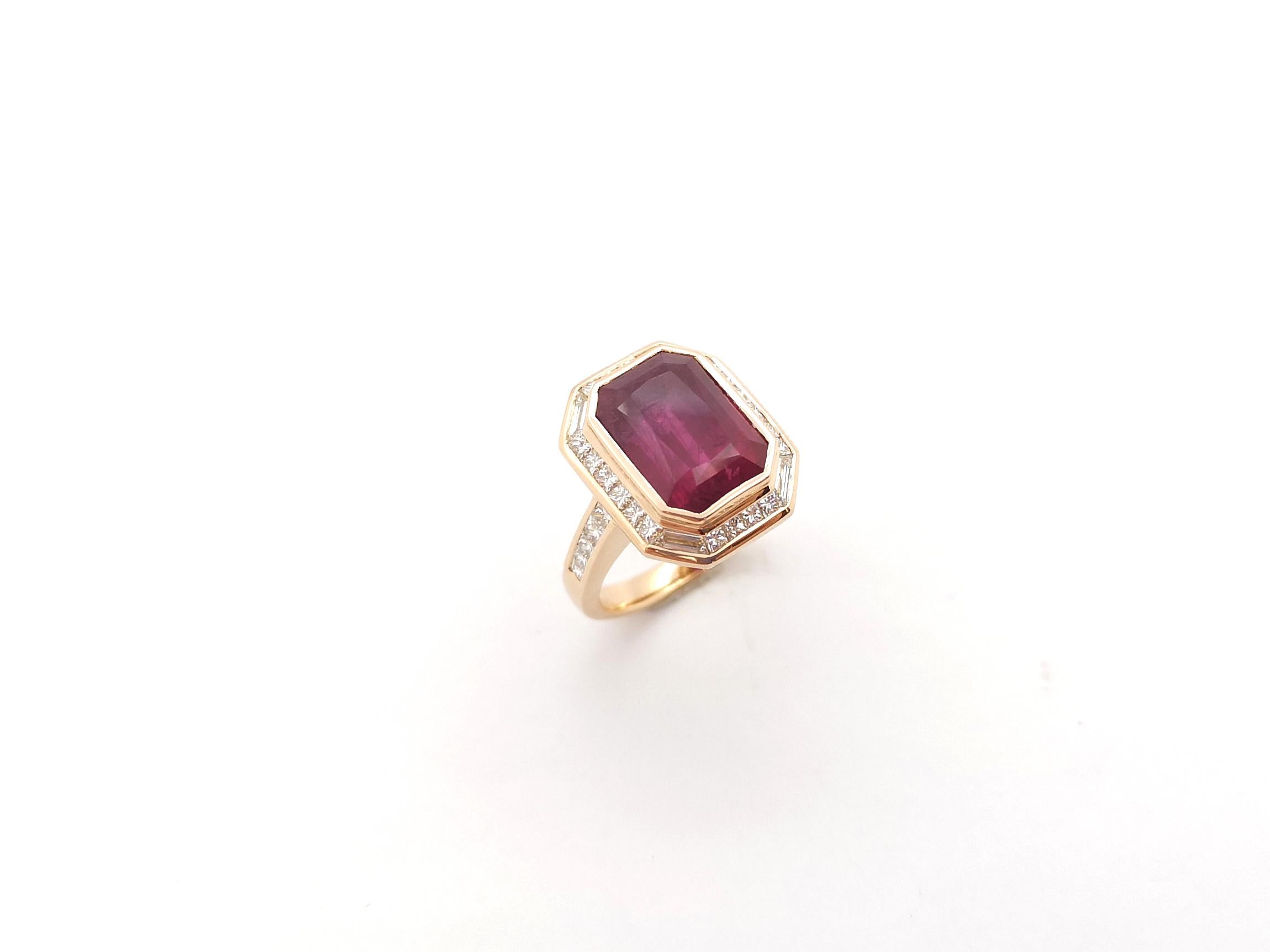 Ruby with Diamond Ring set in 18K Rose Gold Settings For Sale 14