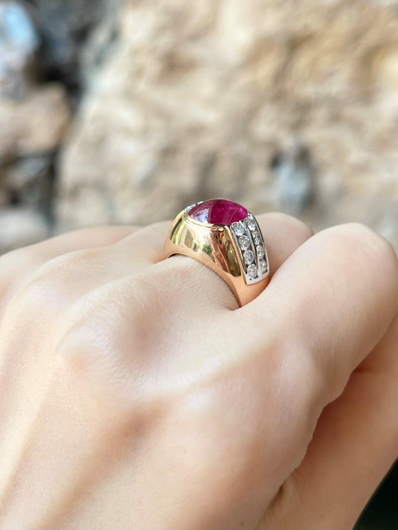 Femenino o masculino Anillo de Rubí con Diamante engastado en Oro Rosa de 18K en venta