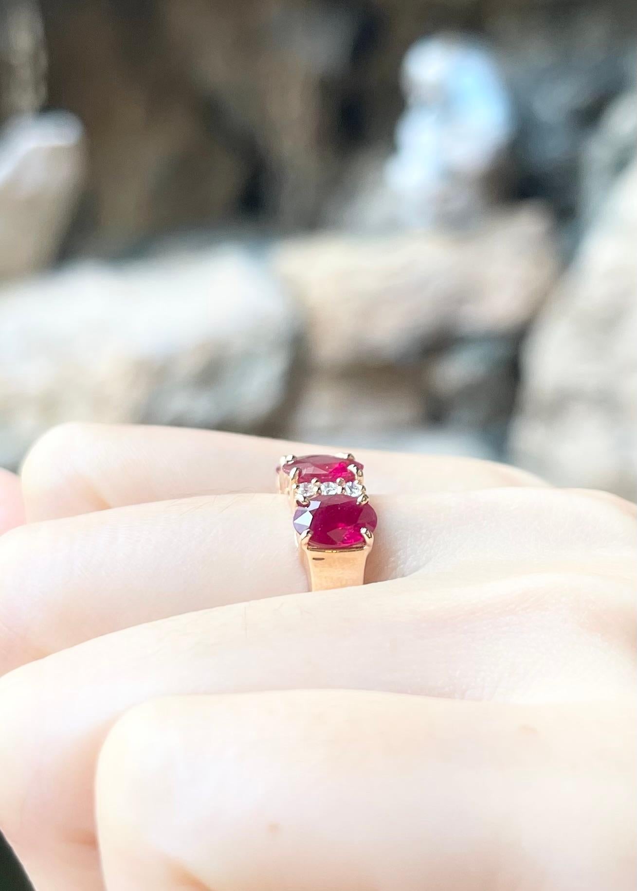 Ruby with Diamond Ring set in 18K Rose Gold Settings For Sale 1