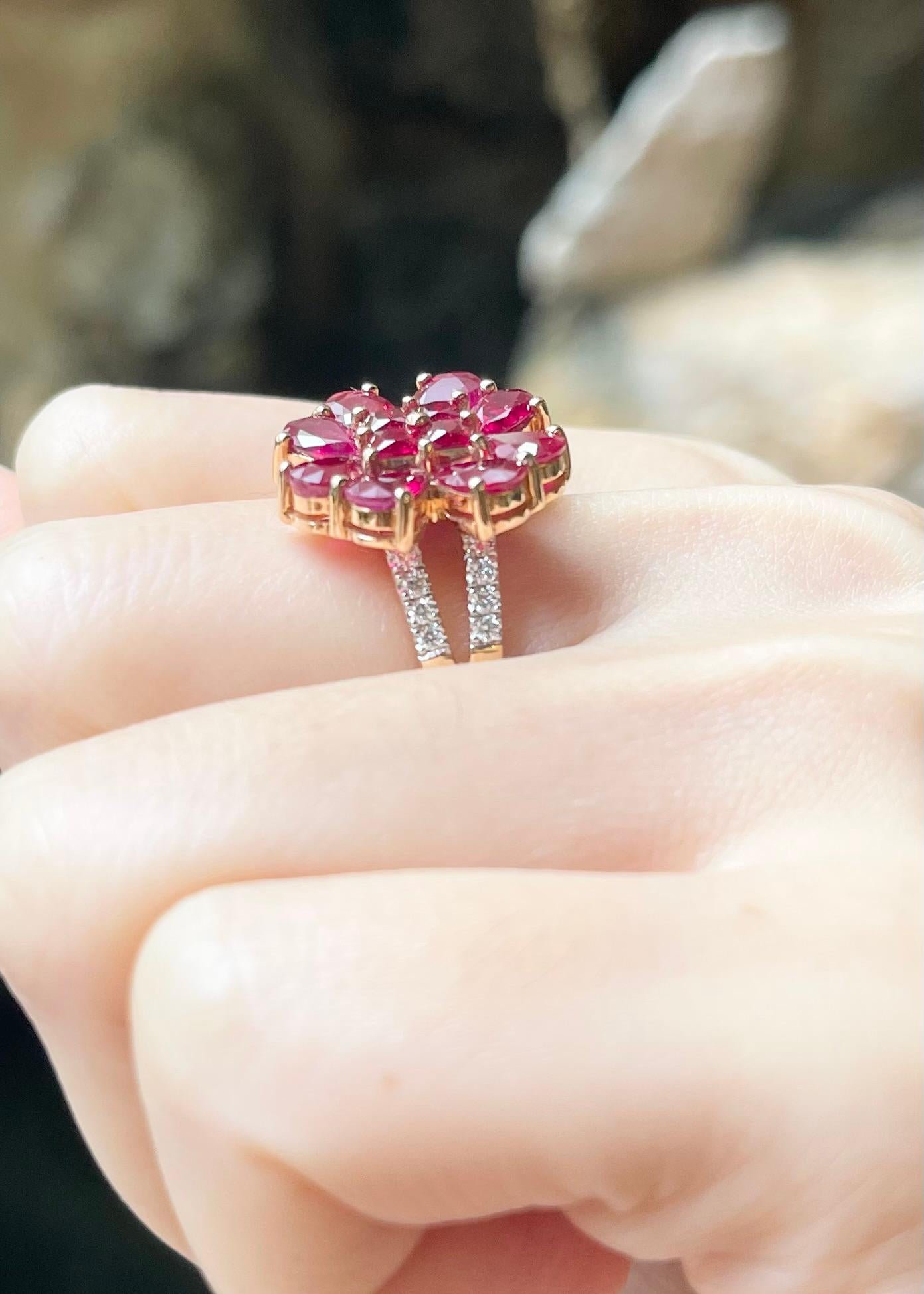 Ruby with Diamond Ring set in 18K Rose Gold Settings For Sale 2