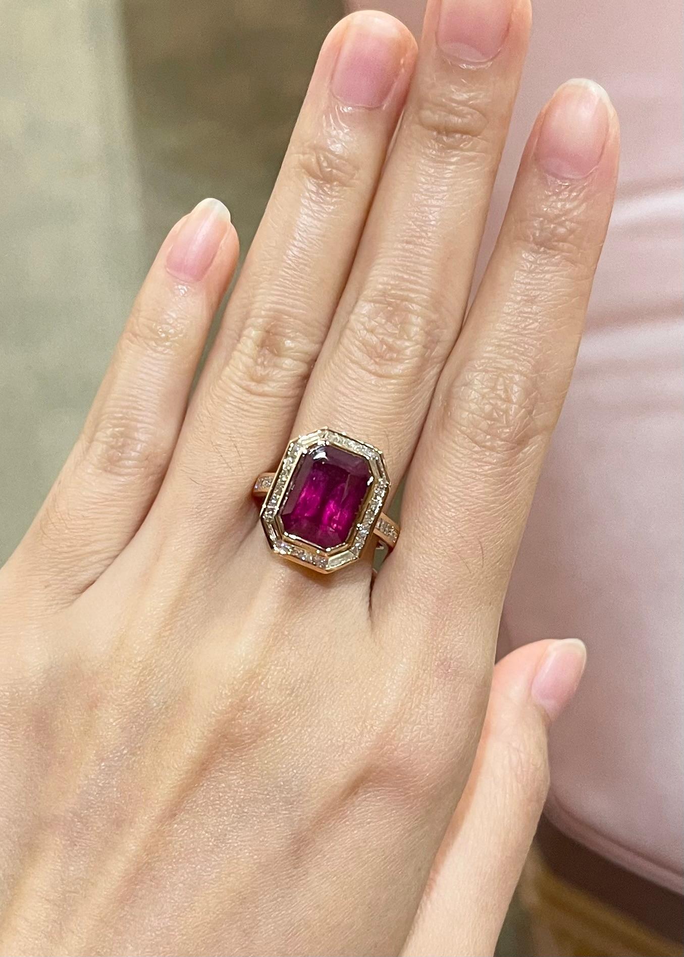 Ruby with Diamond Ring set in 18K Rose Gold Settings For Sale 3
