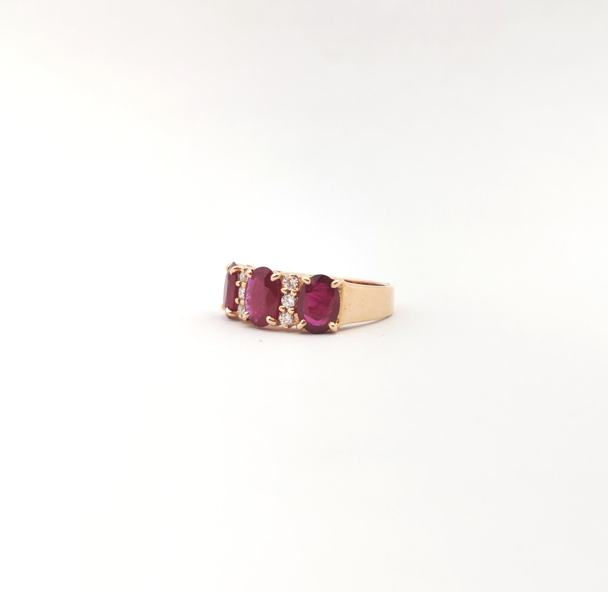 Ruby with Diamond Ring set in 18K Rose Gold Settings For Sale 3