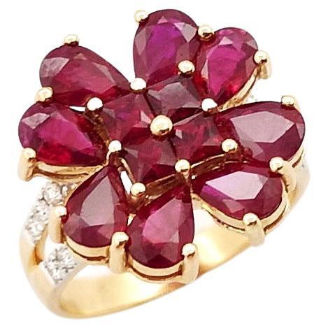 Ruby with Diamond Ring set in 18K Rose Gold Settings For Sale
