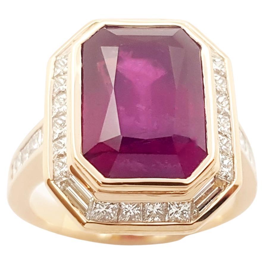 Ruby with Diamond Ring set in 18K Rose Gold Settings For Sale
