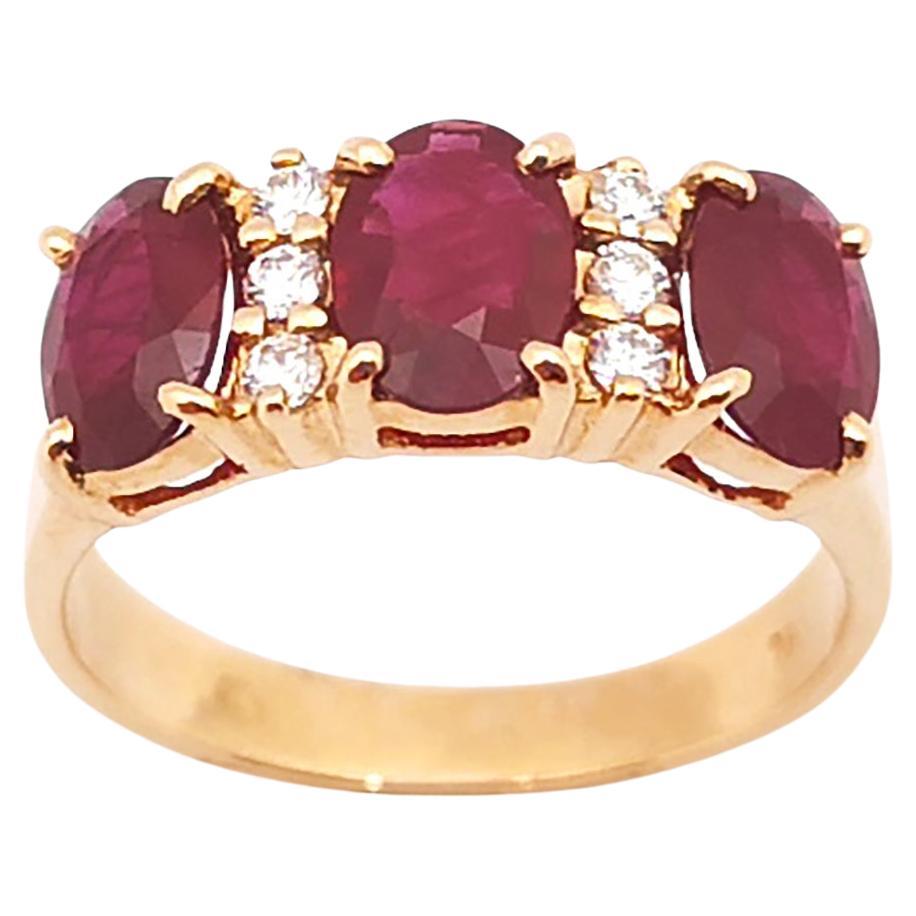 Ruby with Diamond Ring set in 18K Rose Gold Settings