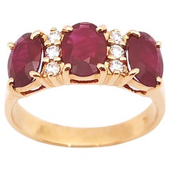 Ruby with Diamond Ring set in 18K Rose Gold Settings