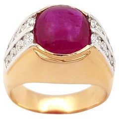 Anillo de Rubí con Diamante engastado en Oro Rosa de 18K