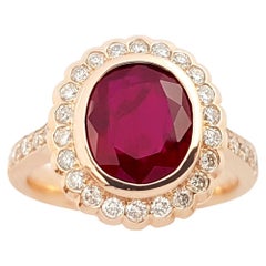 Ruby with Diamond Ring set in 18K Rose Gold Settings