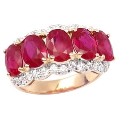 Ruby with Diamond Ring set in 18K Rose Gold Settings