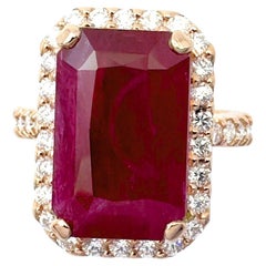 Bague en or rose 18 carats sertie de rubis et de diamants