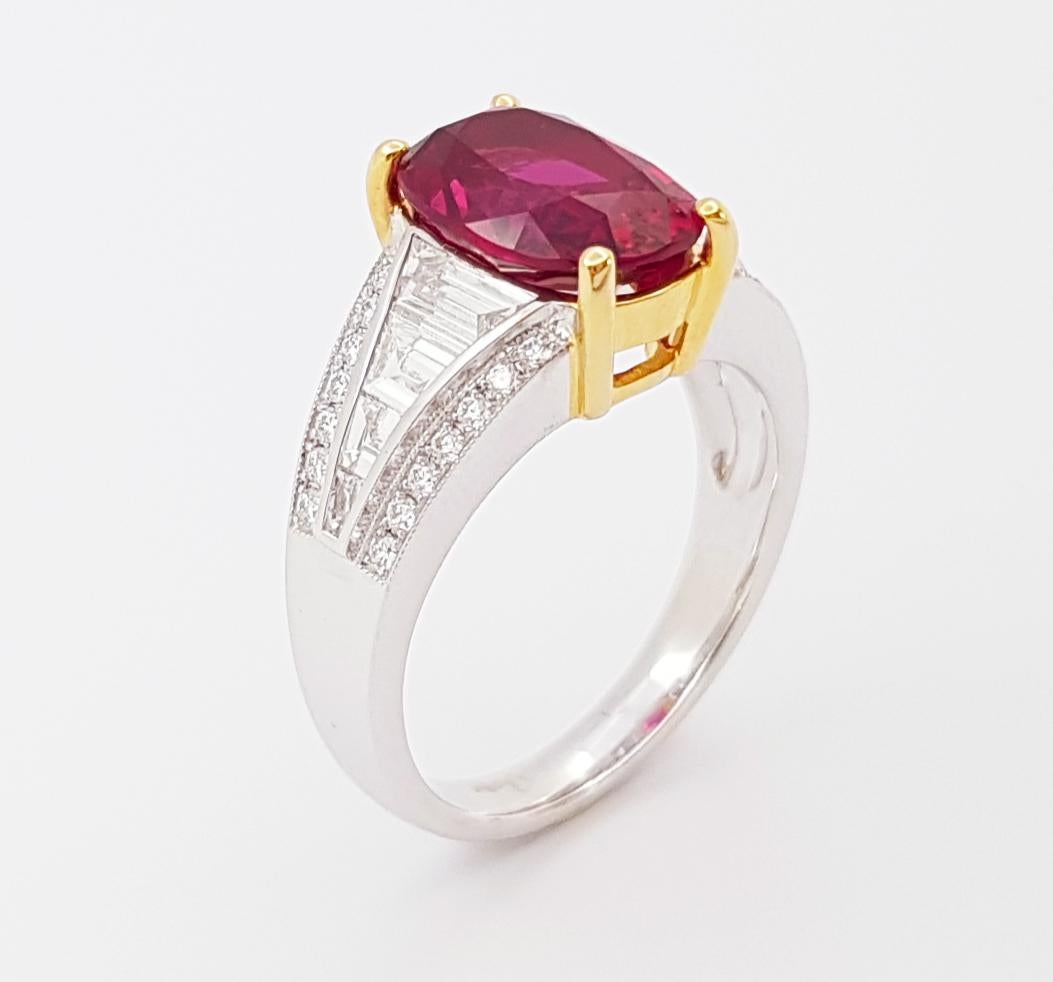 Anillo de Rubí Certificado GIA con Diamante engastado en Oro Blanco de 18K en venta 4