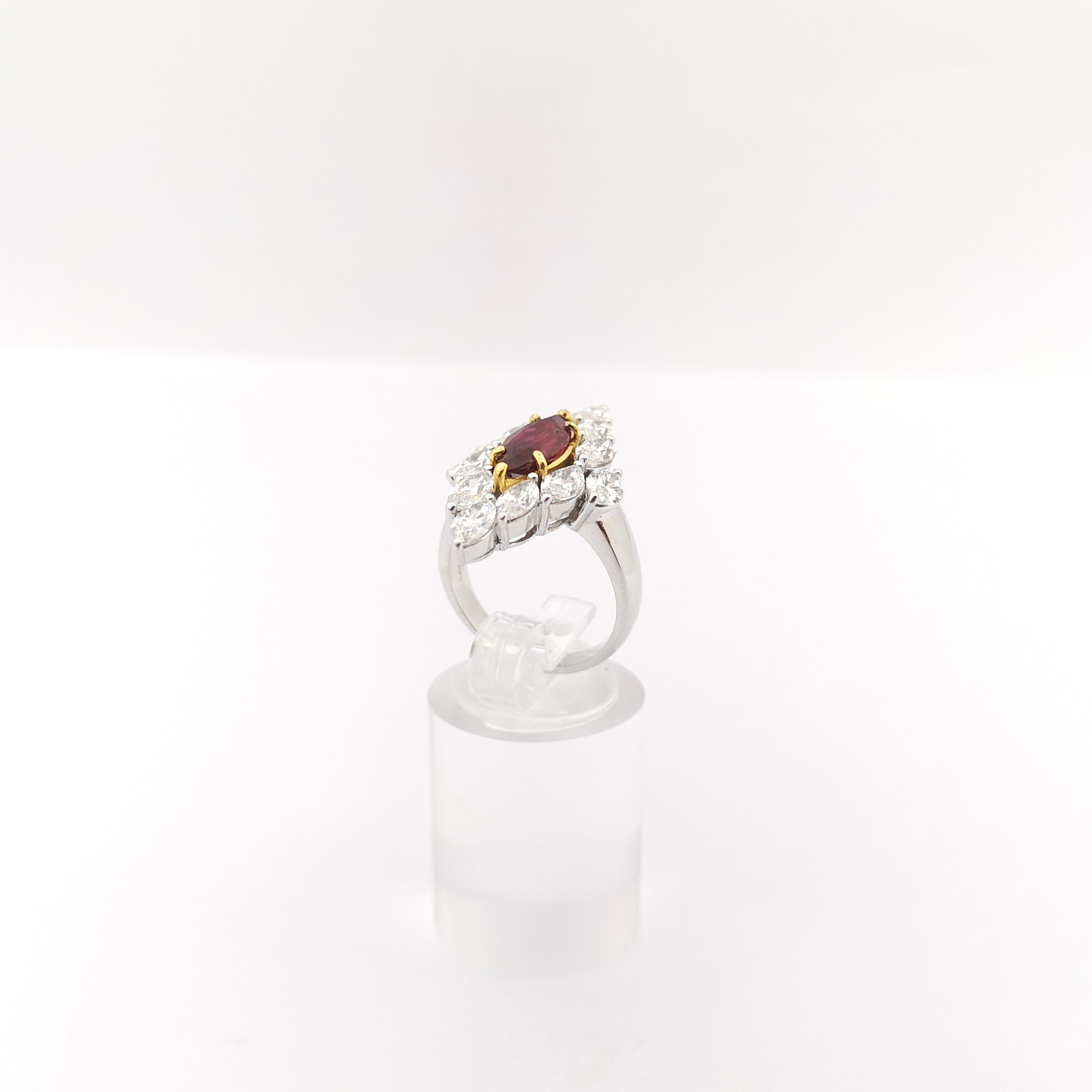 Ruby with Diamond Ring set in 18K White Gold Settings For Sale 6