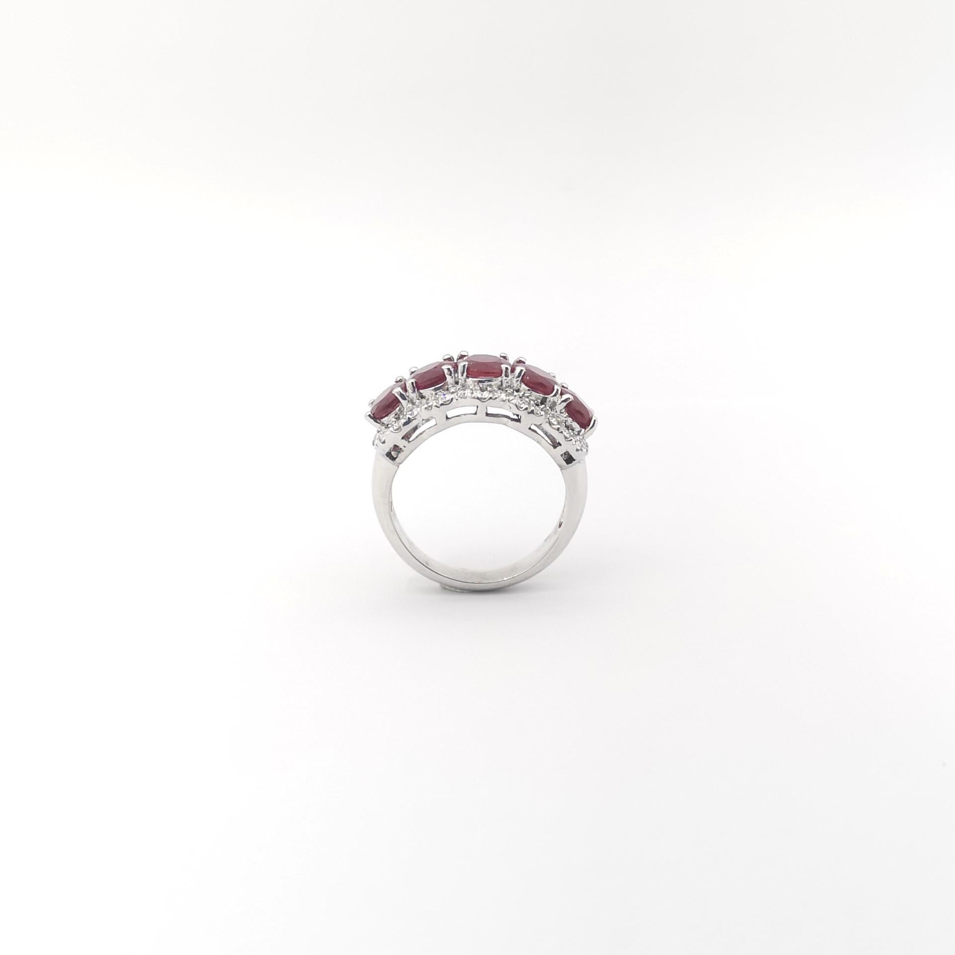 Ruby with Diamond Ring set in 18K White Gold Settings For Sale 6