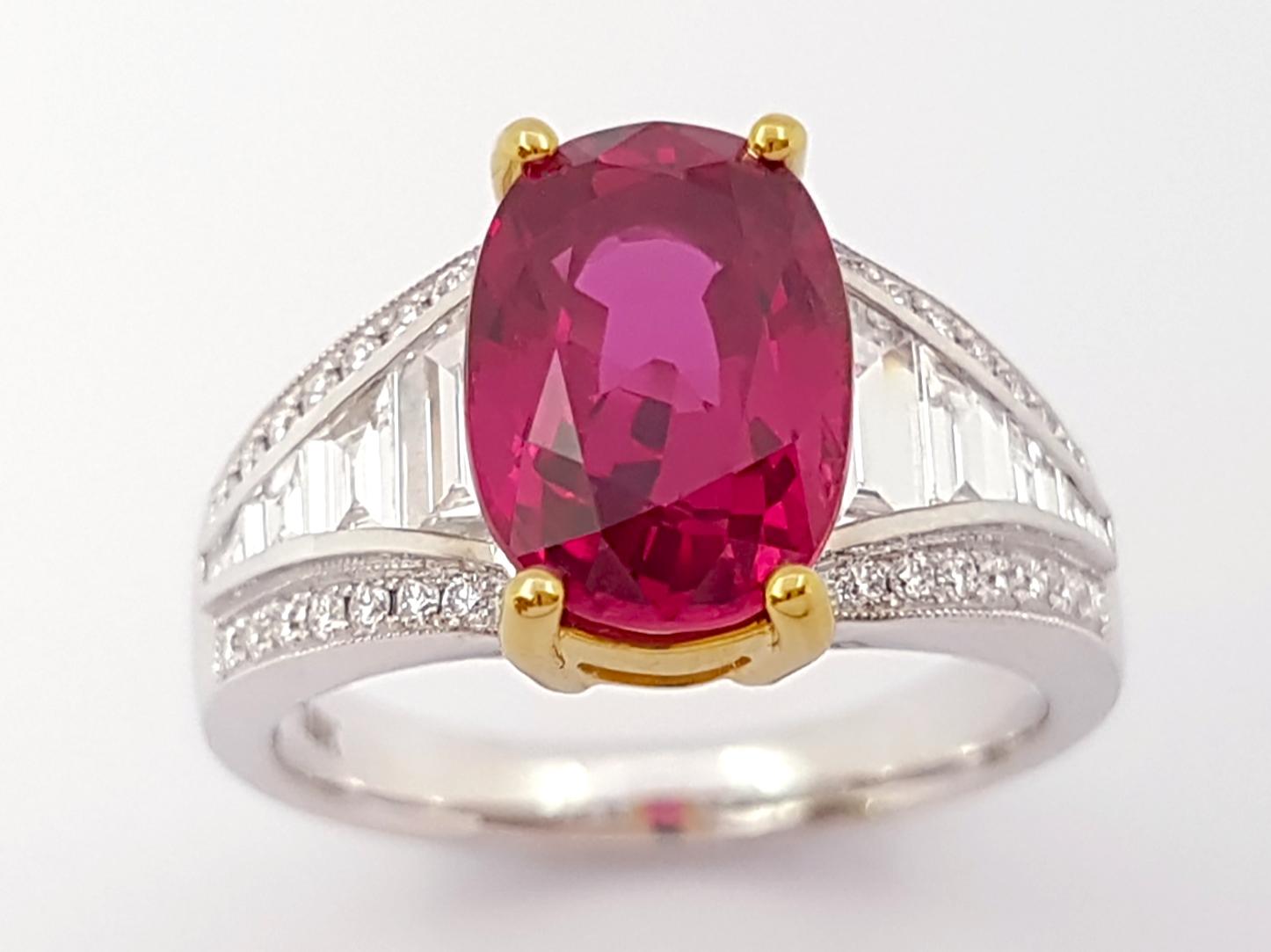 Anillo de Rubí Certificado GIA con Diamante engastado en Oro Blanco de 18K en venta 6