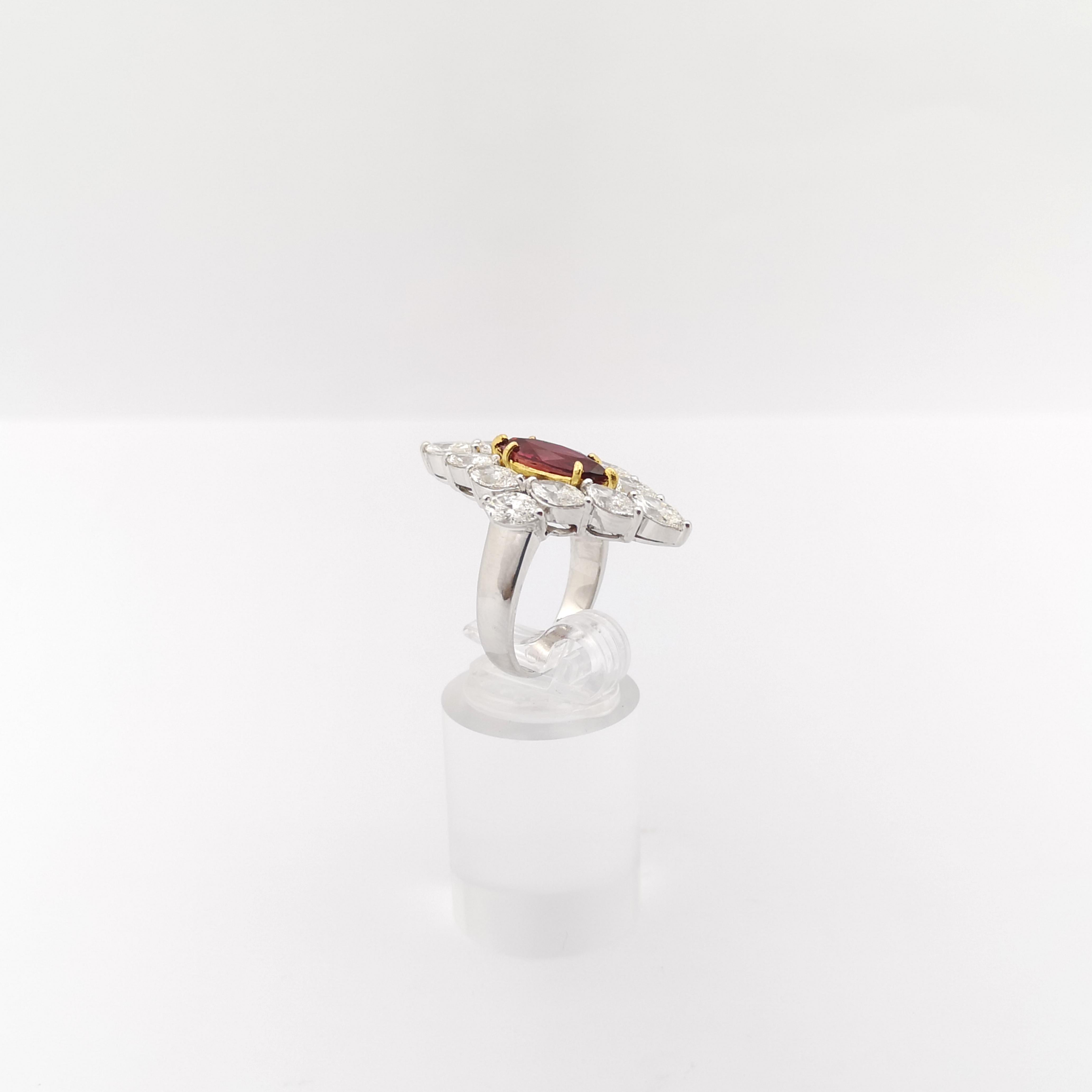 Ruby with Diamond Ring set in 18K White Gold Settings For Sale 7