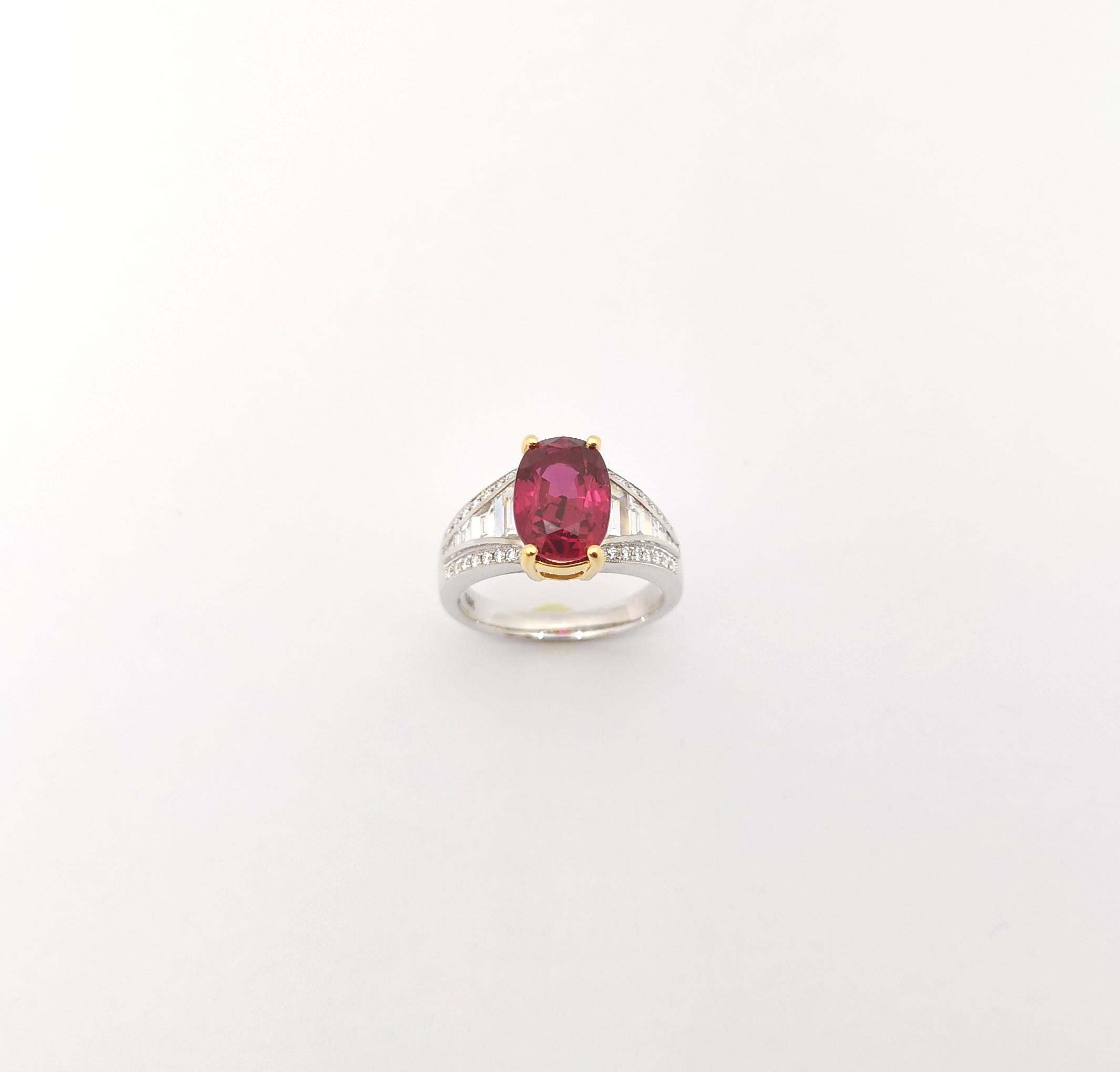 Anillo de Rubí Certificado GIA con Diamante engastado en Oro Blanco de 18K en venta 7
