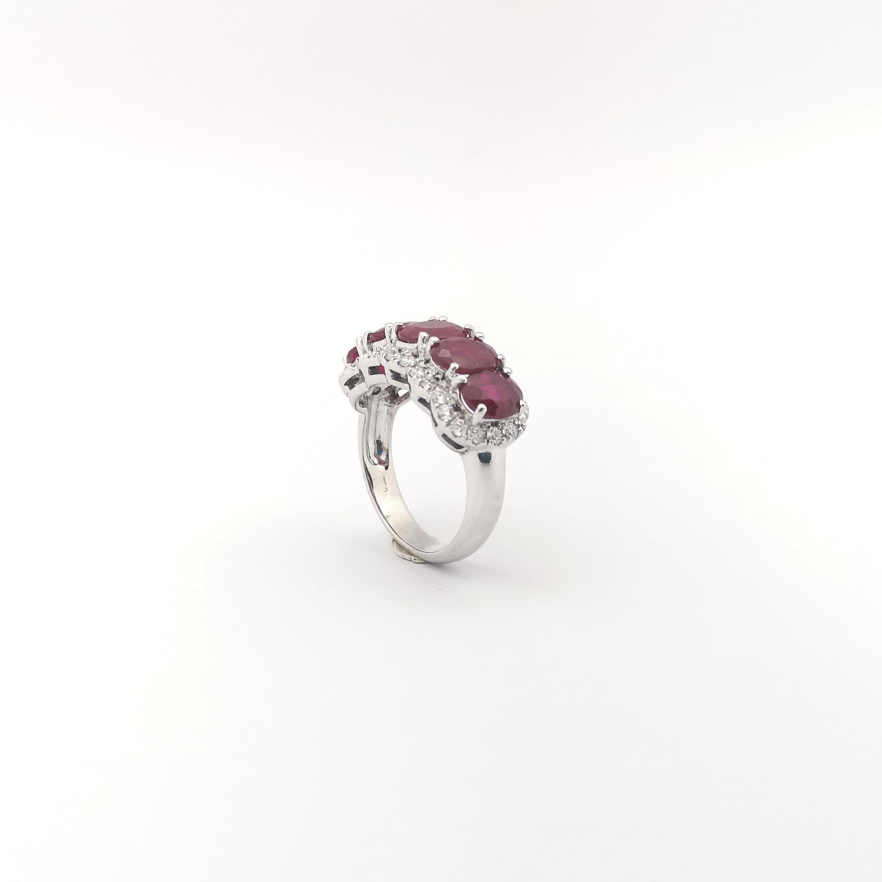 Ruby with Diamond Ring set in 18K White Gold Settings For Sale 8