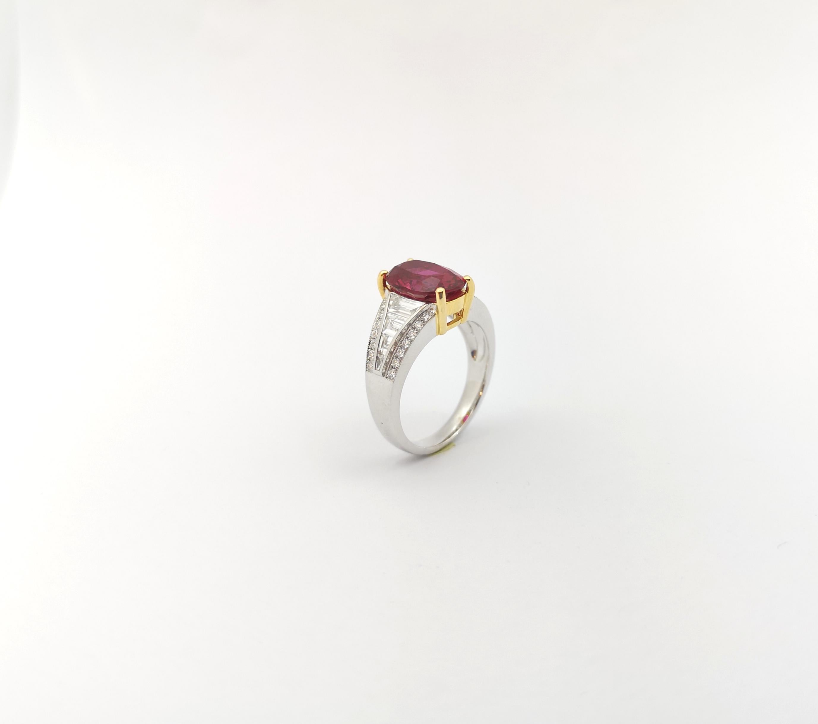 Anillo de Rubí Certificado GIA con Diamante engastado en Oro Blanco de 18K en venta 9