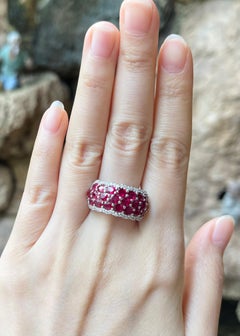 Ruby with Diamond Ring set in 18K White Gold Settings