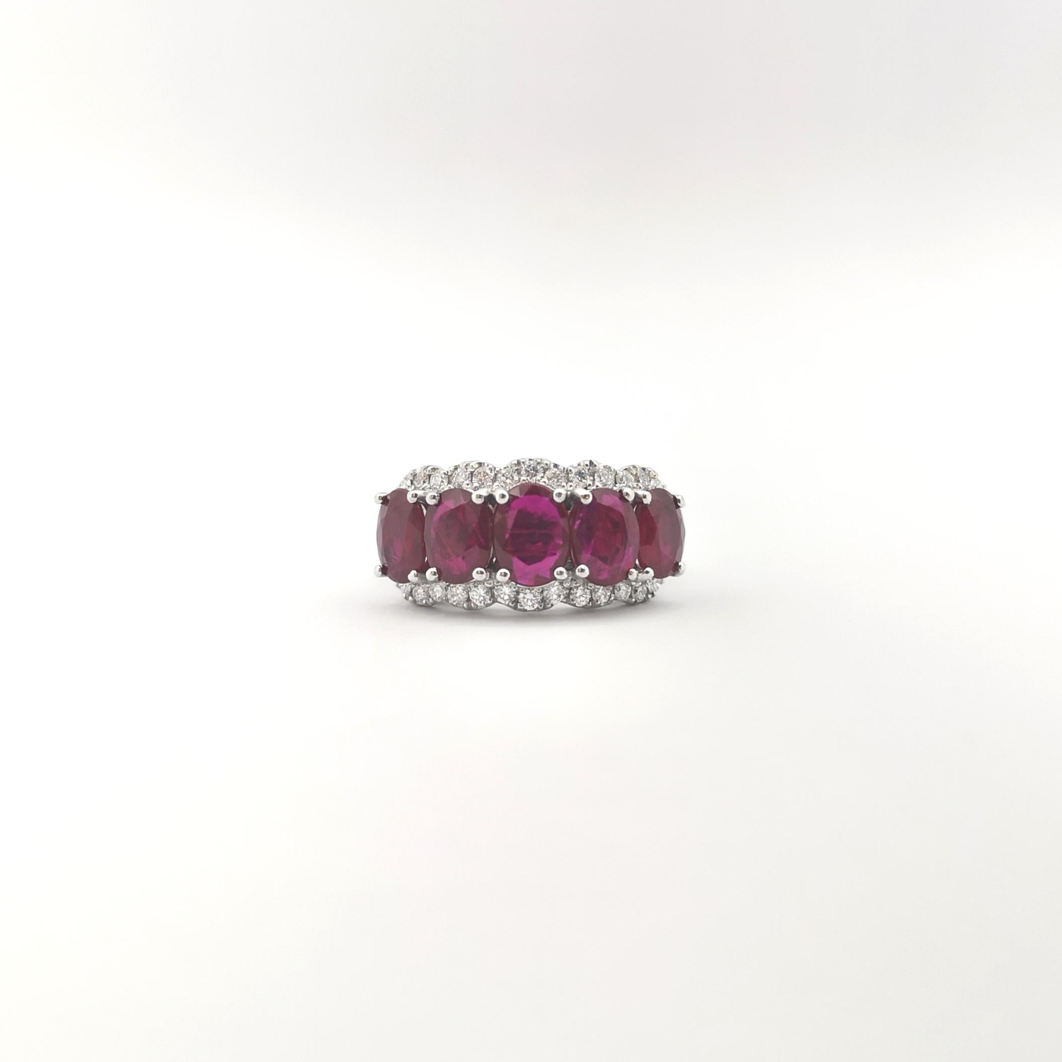 Ruby with Diamond Ring set in 18K White Gold Settings For Sale 1