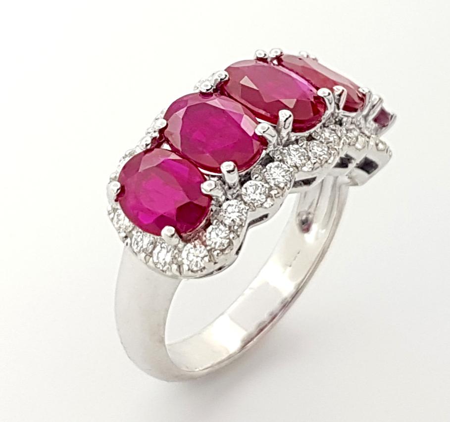 Ruby with Diamond Ring set in 18K White Gold Settings For Sale 2