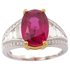 Anillo de Rubí Certificado GIA con Diamante engastado en Oro Blanco de 18K