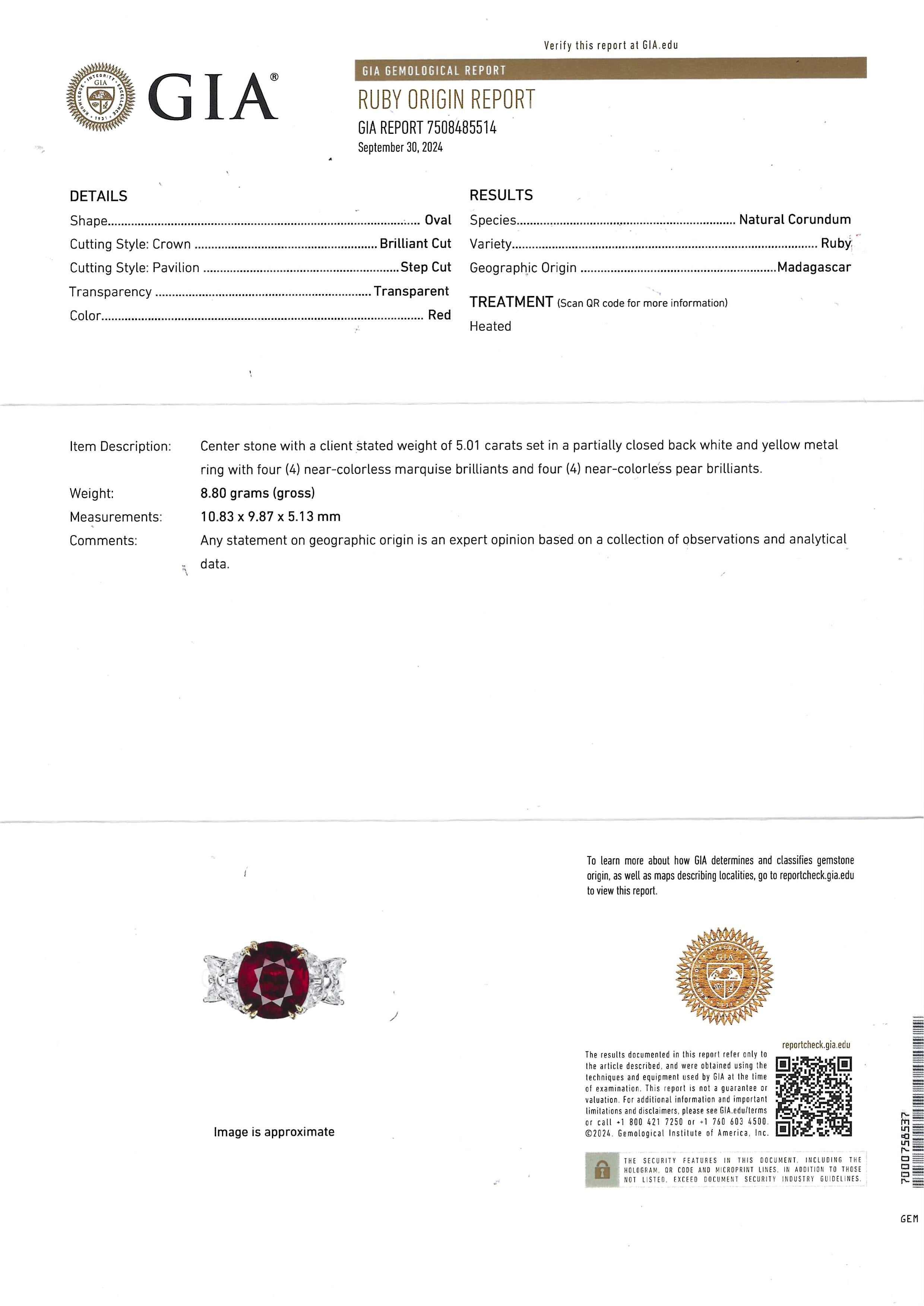 Rubin mit Diamantring in 18K Gelb/Weißgoldfassung im Angebot 8