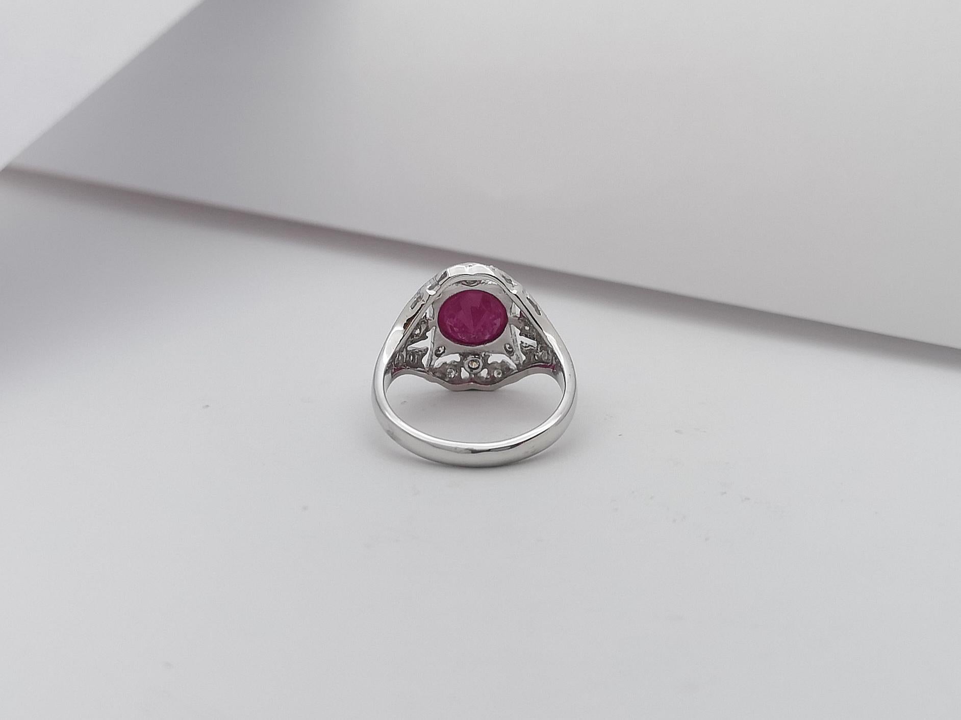 Ruby with Diamond Set in 18 Karat White Gold Settings For Sale 7