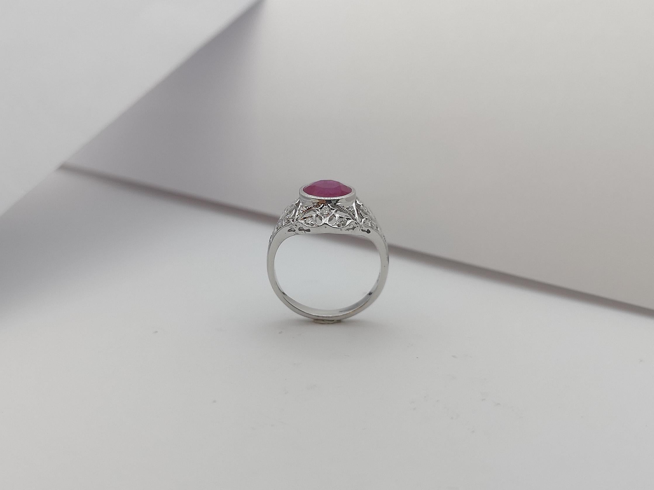 Ruby with Diamond Set in 18 Karat White Gold Settings For Sale 8