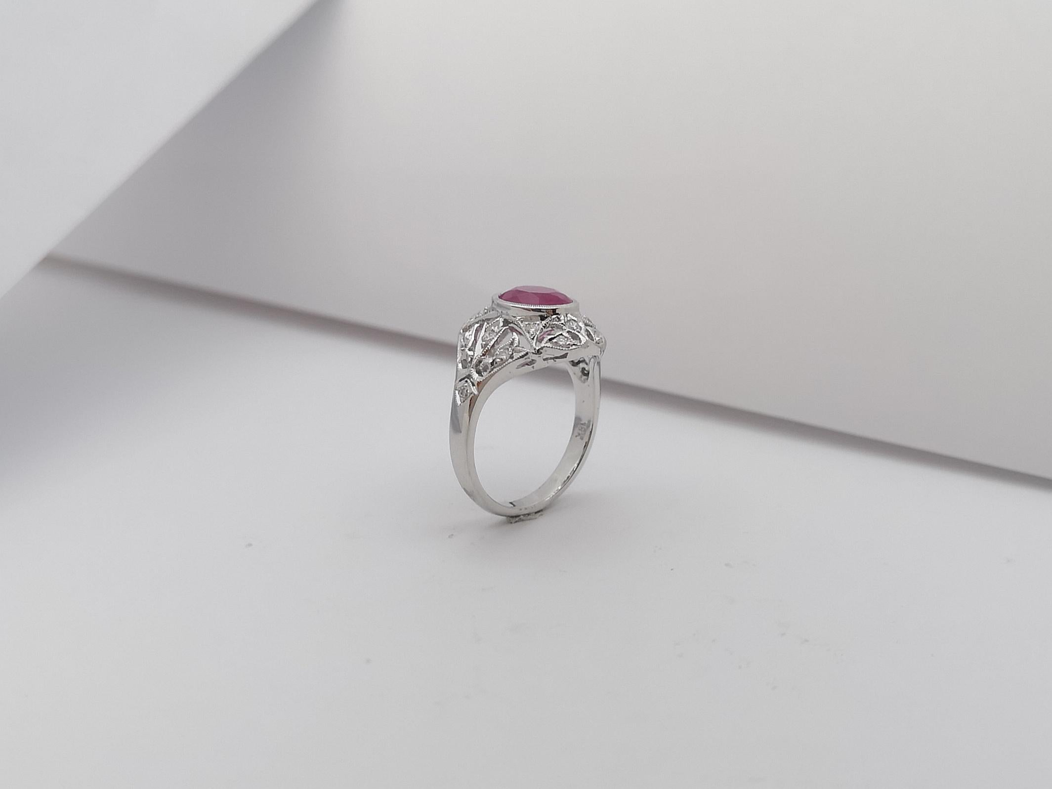 Ruby with Diamond Set in 18 Karat White Gold Settings For Sale 10