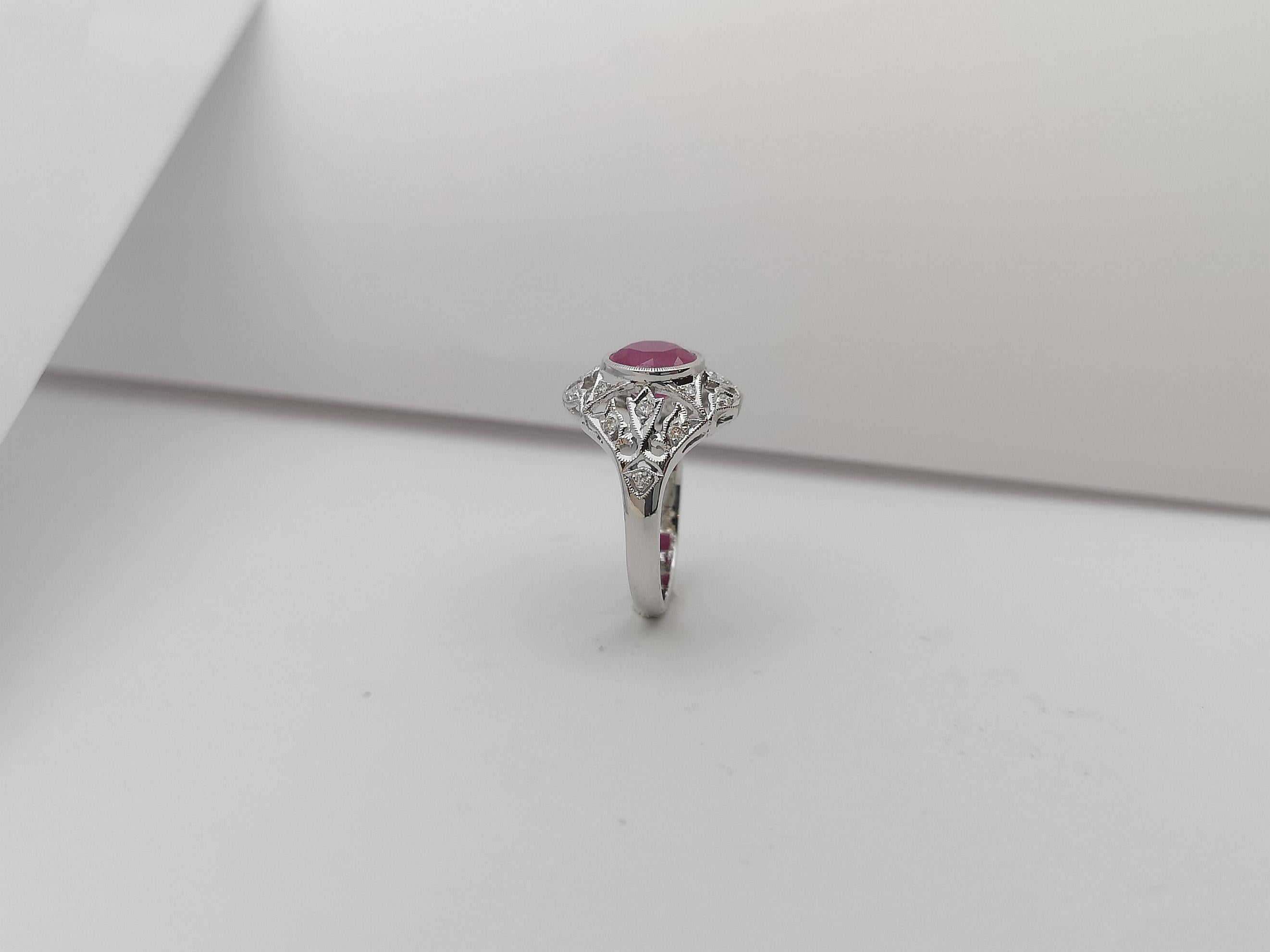 Ruby with Diamond Set in 18 Karat White Gold Settings For Sale 12
