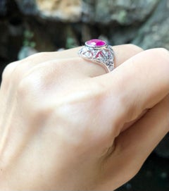 Ruby with Diamond Set in 18 Karat White Gold Settings