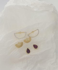 Ruby with Diamond Twist Reflection Jacket Earrings set in 18K Gold Settings