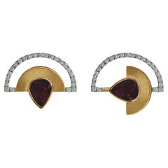Ruby with Diamond Twist Reflection Jacket Earrings set in 18K Gold Settings