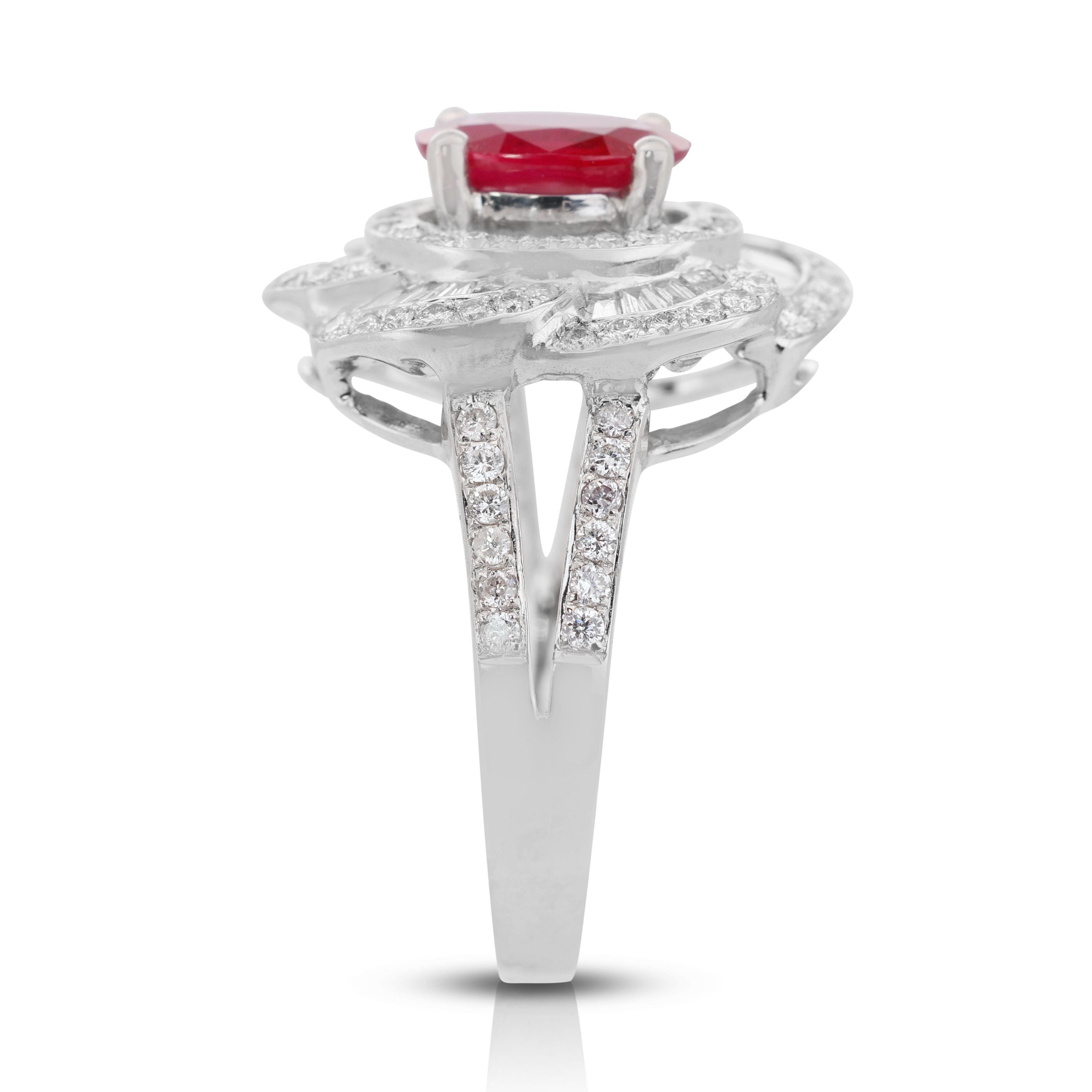 Ruby with Diamonds in White Gold 2