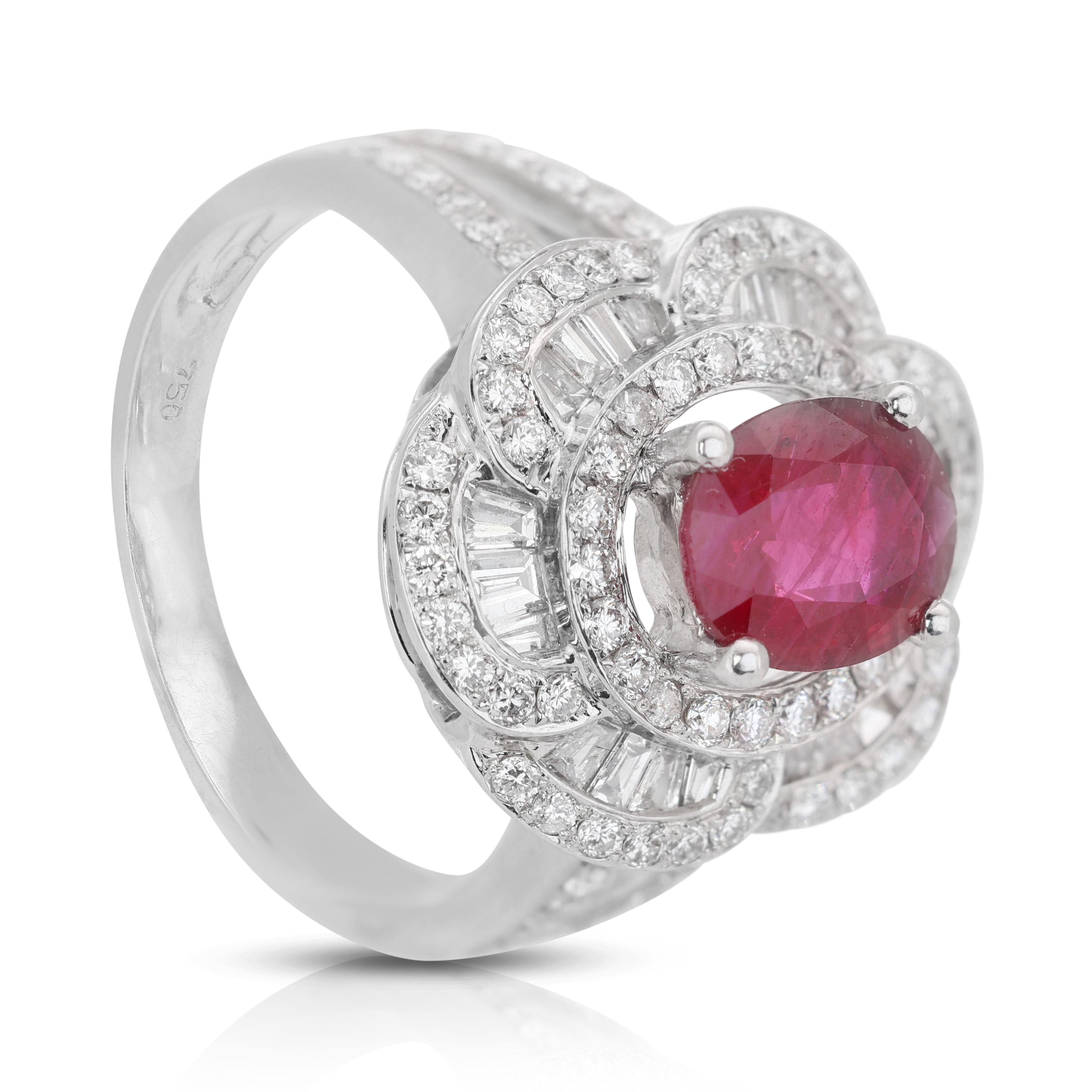 Ruby with Diamonds in White Gold 3