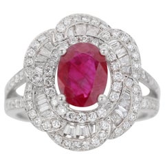 Ruby with Diamonds in White Gold