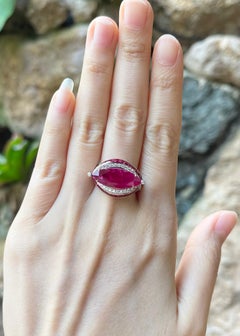 Ruby with Ruby and Diamond Ring set in 18K Rose Gold Settings