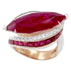 Ruby with Ruby and Diamond Ring set in 18K Rose Gold Settings
