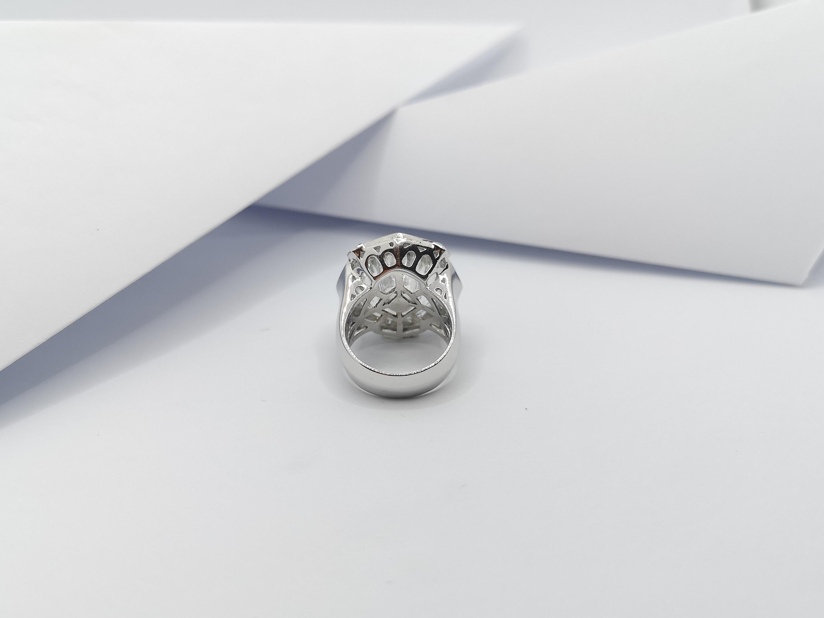 Ring mit Rubin mit weißem Topas und Diamant in 18 Karat Weißgold-Fassung im Angebot 3