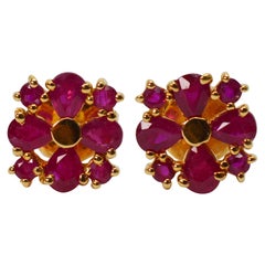 Ruby Yellow Gold Stud Earrings