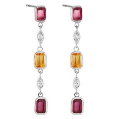 Ruby Yellow Sapphire Marquise Diamond Weighing 3.65 Carat 1.75 Inch Earrings Ruby Yellow Sapphire Marquise Diamond Weighing 3.65 Carat 1.75 Inch Earrings