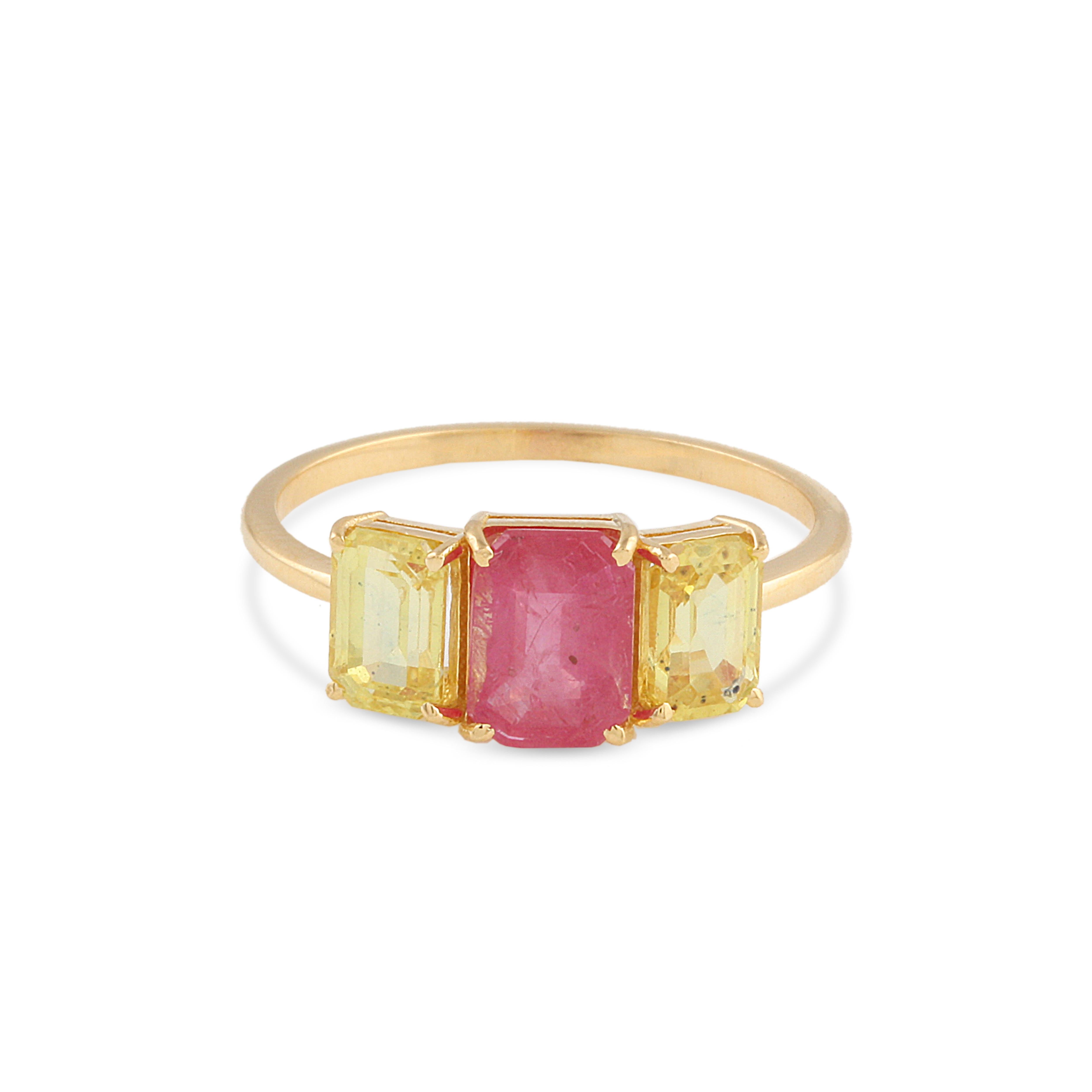 Tresor Beautiful Ring feature 2.45 carats of Gemstone. The Ring are an ode to the luxurious yet classic beauty with sparkly gemstones and feminine hues. Their contemporary and modern design make them perfect and versatile to be worn at any occasion. 