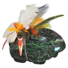 Ruby Zoisite Feather Bundled Buffalo Fetish by Amos Pino, 2002