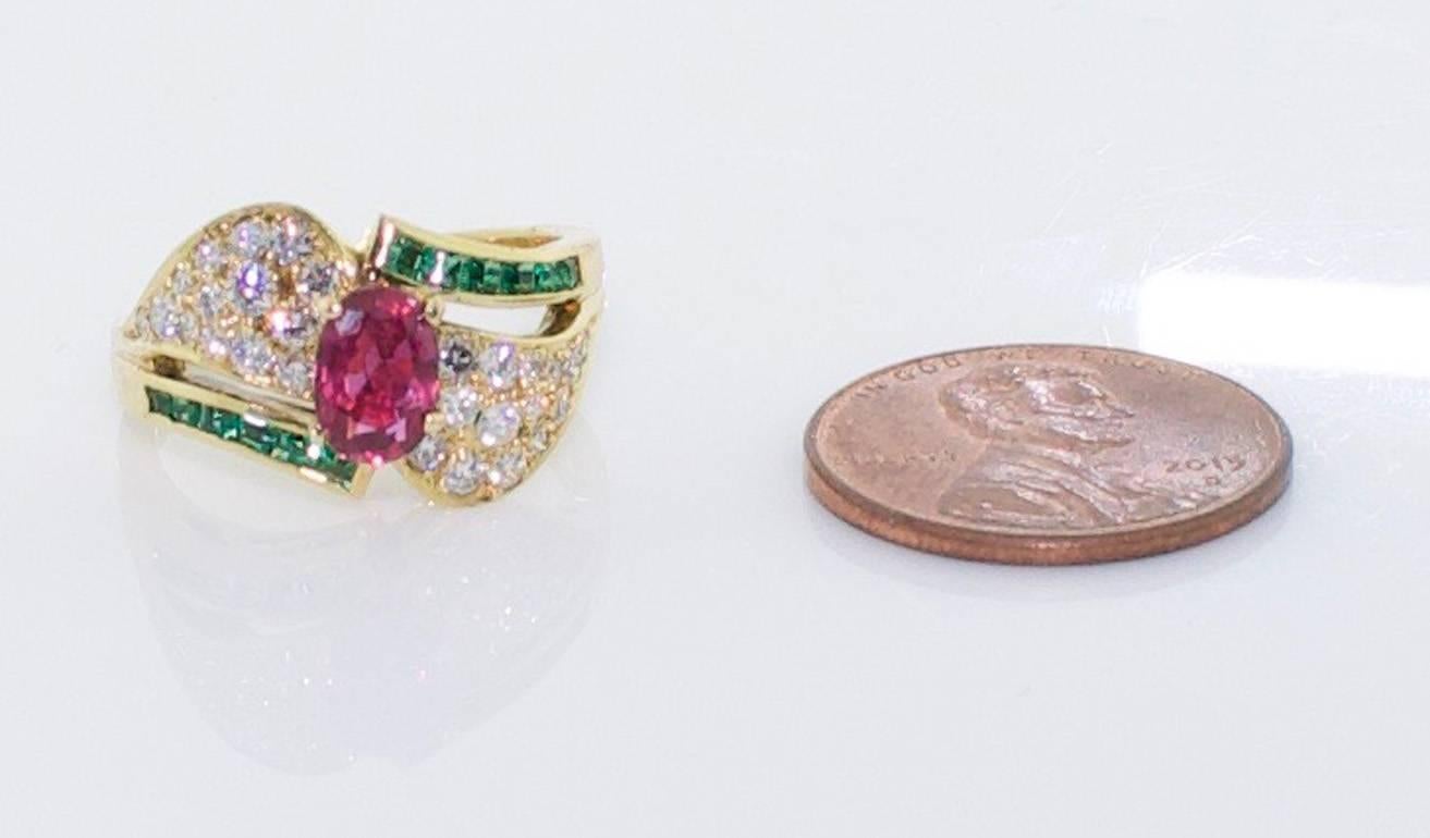 Oval Cut Ruby, Emerald and Diamond 