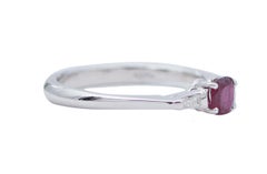 Ruby, Diamonds, 14 Karat White Gold Ring